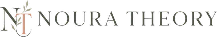 Noura Theory logo: an N and T monogram entwined with olive leaves beside the words Noura Theory